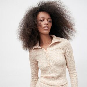 Zara Jacquard Long Sleeve Top Small